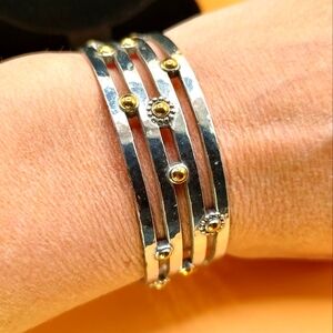 Brighton Unforgettable Hammered Two Tone Retired Bangle Bracelet!